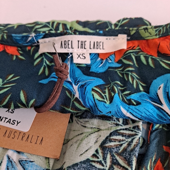 ATL Abel The Label Floral Dress Fantasy XS Blue Orange Green Short Sleeve - Picture 2 of 10